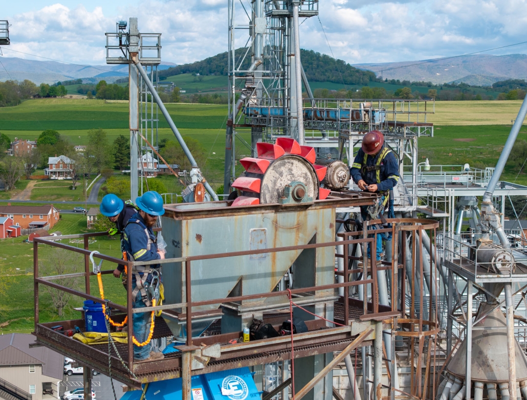 Millwrights on a platform