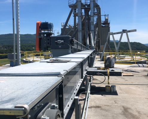 Drag Conveyor on Grain Silo Roof.