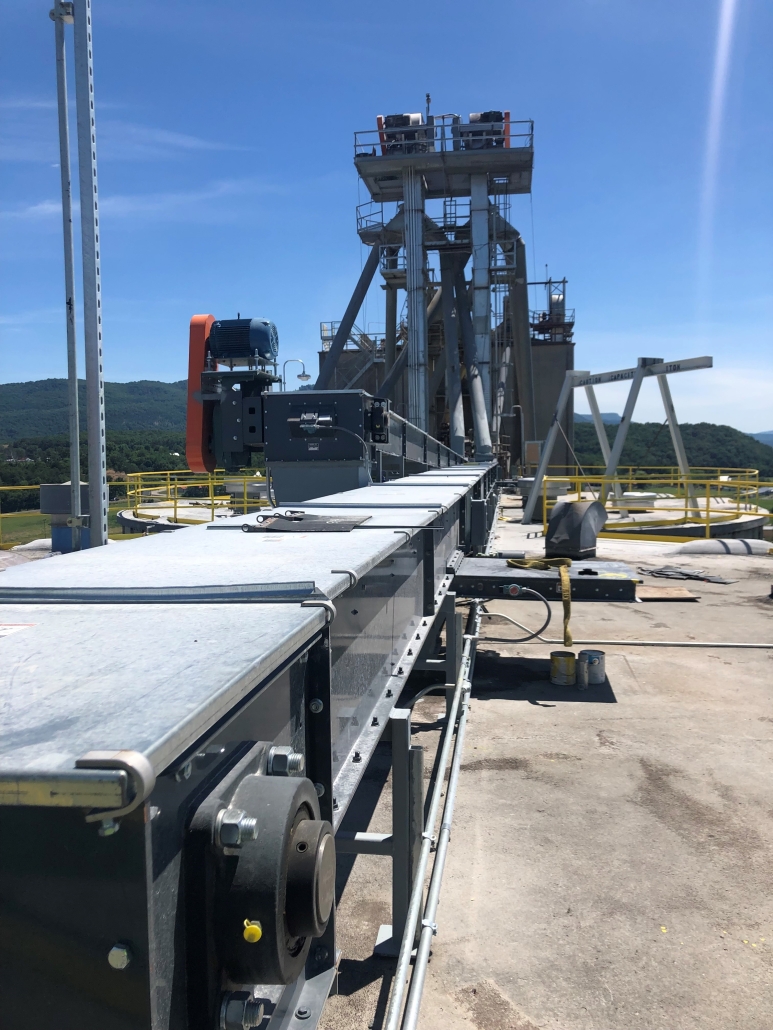 Drag Conveyor on Grain Silo Roof.