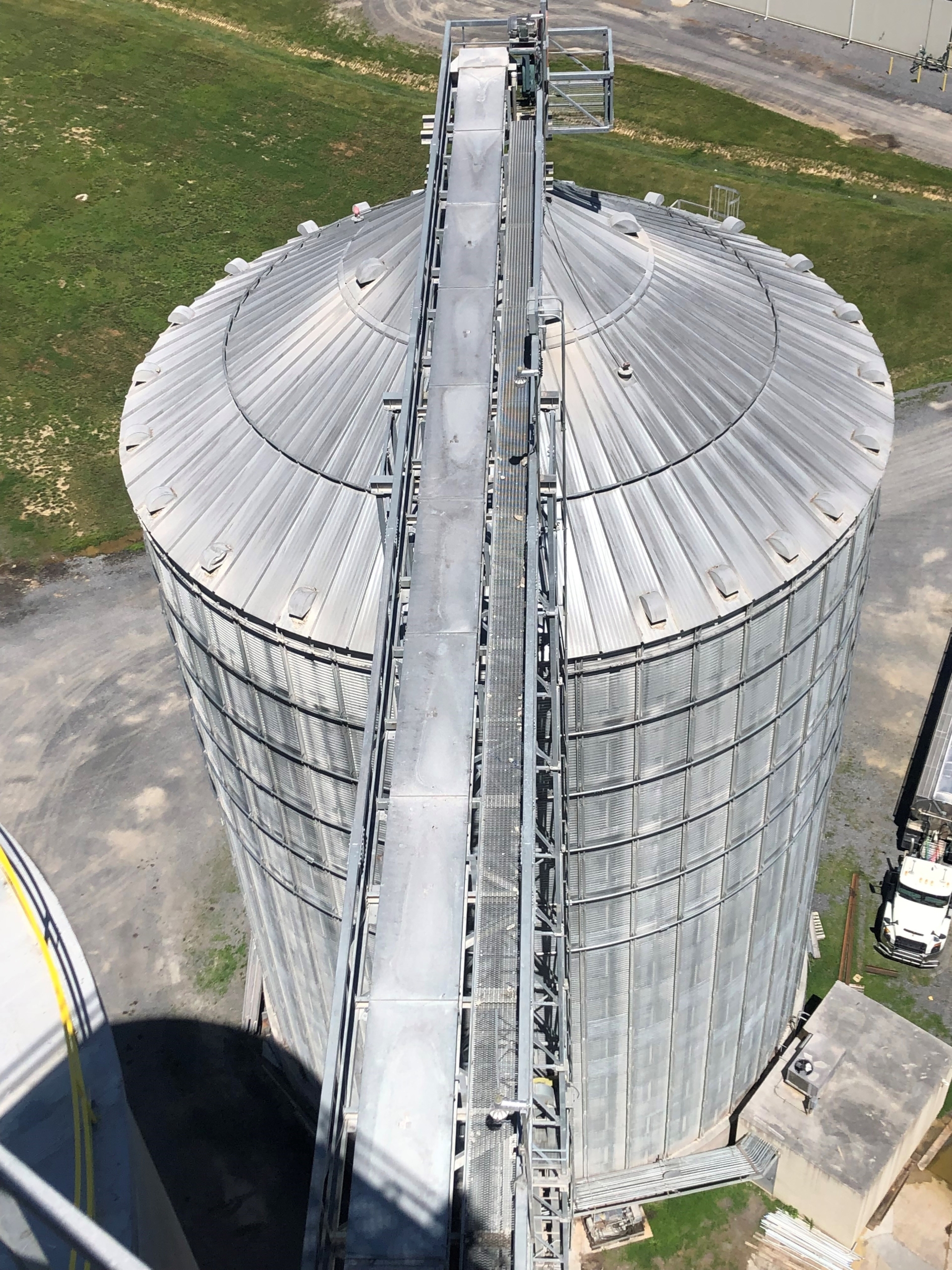 Grain Bin with conveying system installation.